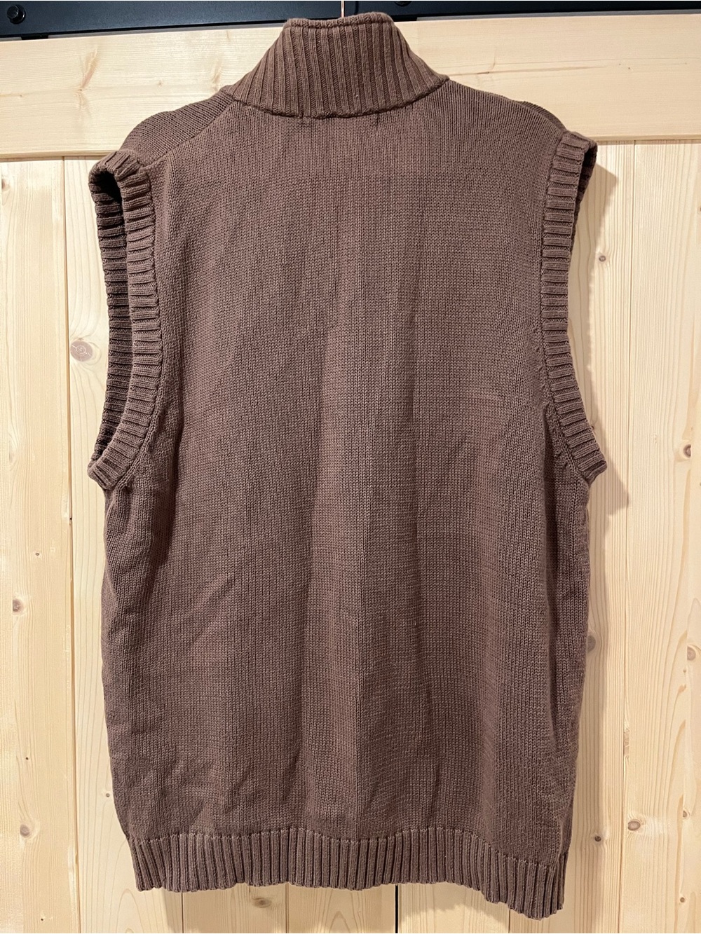 Oscar de la Renta Brown Zip-Up Knit Vest with Sherpa Trim XL - Picture 6 of 8